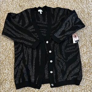 Sofia by Sofia Vergara Black and Silver Cardigan